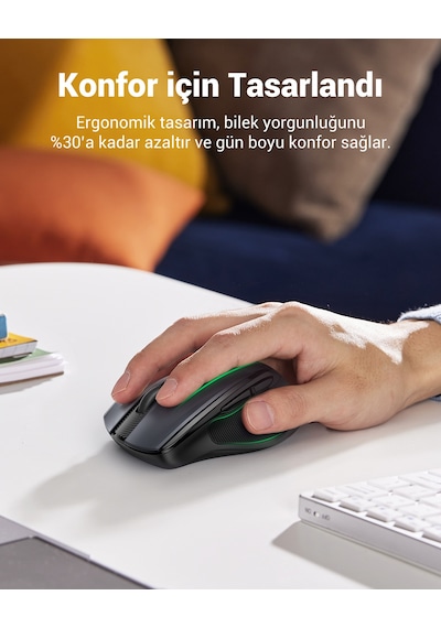 Ugreen 4.000 Dpı Ergonomik Sessiz Kablosuz Optik Mouse, 90545 -