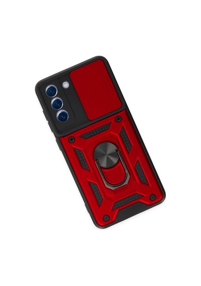 Newface - 529 - Samsung Uyumlu Galaxy S21 Fe Kılıf Pars Lens Yüzüklü Silikon - Lvsqvr - - Kırmızı