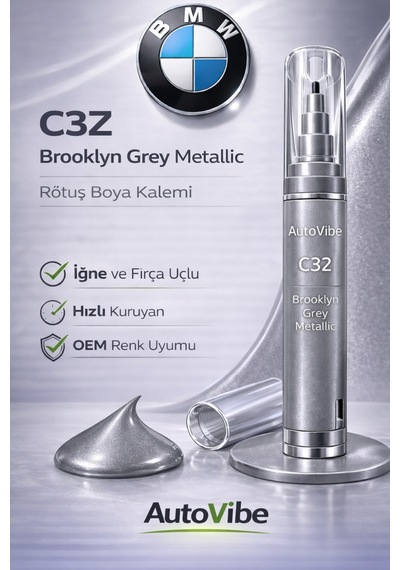 Bmw Rötuş Boya Kalemi C4p Brooklyn Grey Metallic - Brooklyn Gri Metalik 2si1arada Çizik Giderici