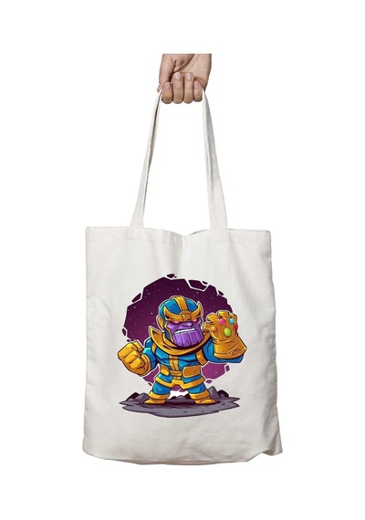 Art Hediye Thanos Avengers İki Tarafı Kalıcı Baskılı Yıkanabilir Çanta Çok Renkli
