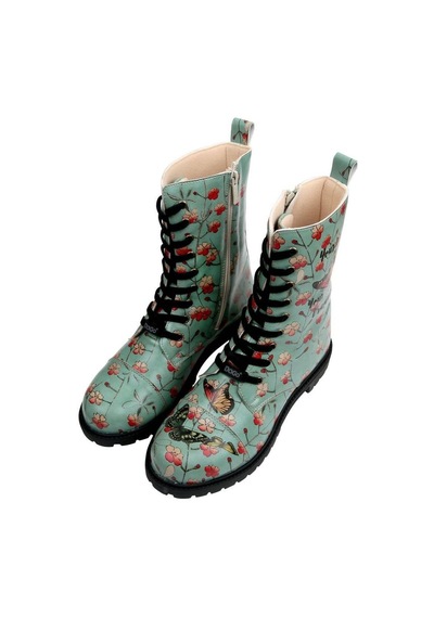 Kadın Vegan Deri Turkuaz Fermuarlı Uzun Bot - Your Wings, Your Dreams Tasarım Multicolor