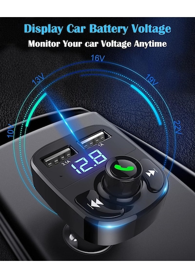 Bluetooth Fm Transmitter Araç Şarj Aleti Çakmaklık Müzik Kiti