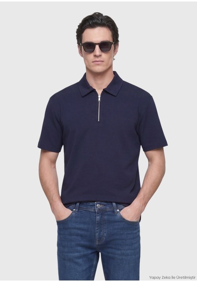 Ramsey Lacivert Düz T-shirt lacivert navy Blue
