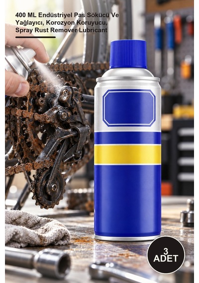 3 Adet Çok Amaçlı Profesyonel Sprey 400 Ml Endüstriyel Pas Sökücü Ve Yağlayıcı, Korozyon Koruyucu, Spray Rust Remover Lubricant