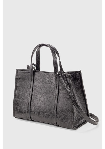 Housebags Siyah Deri Görünümlü Çift Askılı Tote Bag 253 Siyah