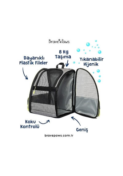 Brave Paws Kedi Köpek Çantası Yıkanabilir Hava Alan Piramit Model