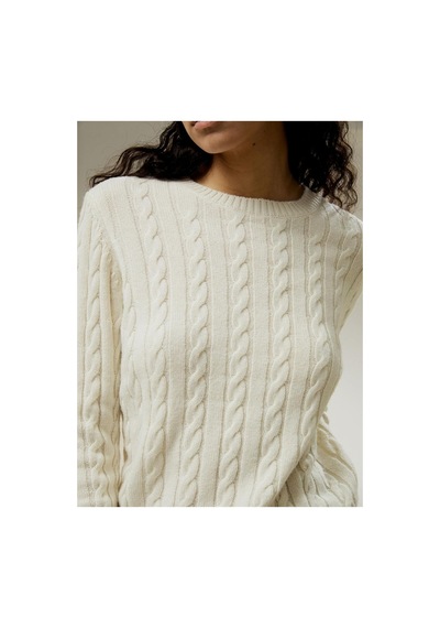 Youknitwear You Rio Bisiklet Yaka Kadın Kazak Beyaz