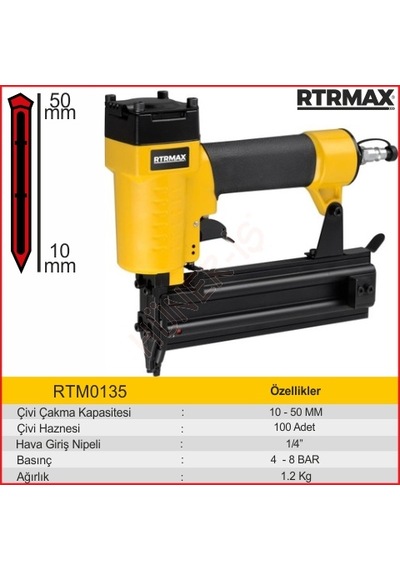 Rtrmax Rtm0135 Havalı Çivi Çakma Tabancası (10-50Mm)