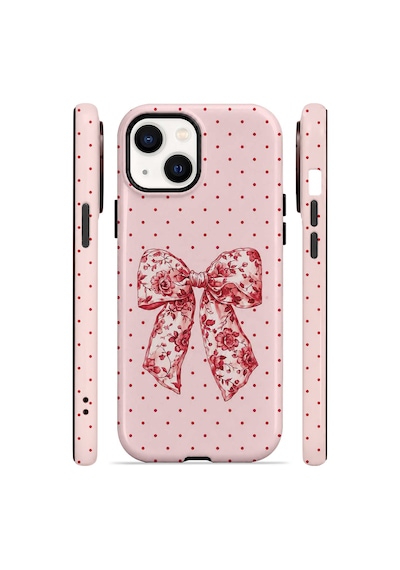 Velvoria Valestra Vintage Rose Bow Dot Apple iPhone Uyumlu 15 Darbe Korumalı Kılıf Valestra Select - Vintage Rose Bow Dot