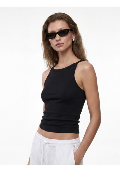 Koton Kaşkorse Kolsuz Pamuklu Slim Fit Askılı Kare Yaka Üst Siyah 6sak10388ek