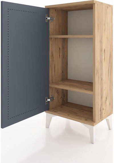 Arges Komodin 2 Raflı Tek Kapaklı 44x30x96 Çam-antrasit Çam