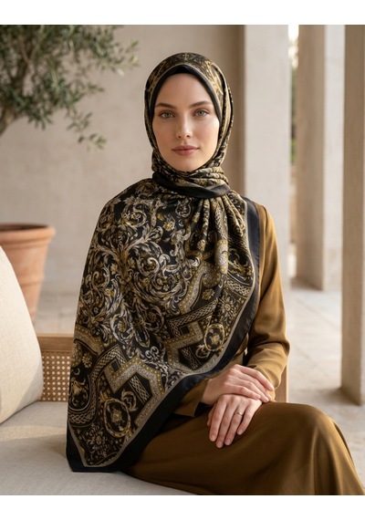 Moda Nuda Celebrity Celestial Şal Siyah Gold - Zarif Işıltı Siyah - Gold
