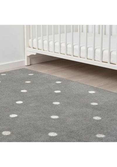 Çocuk Odası Halısı 133x160 cm Gri-Noktalı Alan: 2.13 M² Puantiyeli Halı Gri