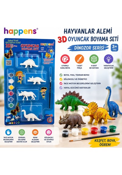 Dinozorlar Alemi 3d Oyuncak Boyama Seti Eğitici Boya Seti Oyuncak Yıkanabilir