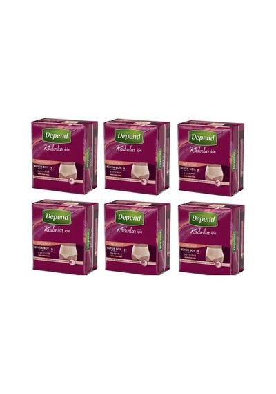 Depend Emici Külot Kadın 54 Adet Büyük Large Beden 9lu 6 Paket L