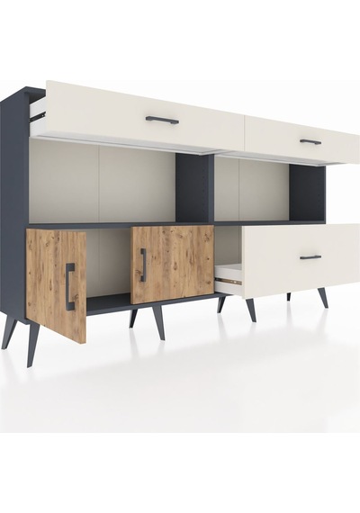 Arges Konsol 2 Raflı 3 Çekmeceli 2 Kapaklı 176x30x99 Antrasit-çam Antrasit-çam/aytaşı Arges Konsol 2 Raflı 3 Çekmeceli 2 Kapaklı 176x30x99 Antrasit-çam Antrasit-çam/aytaşı