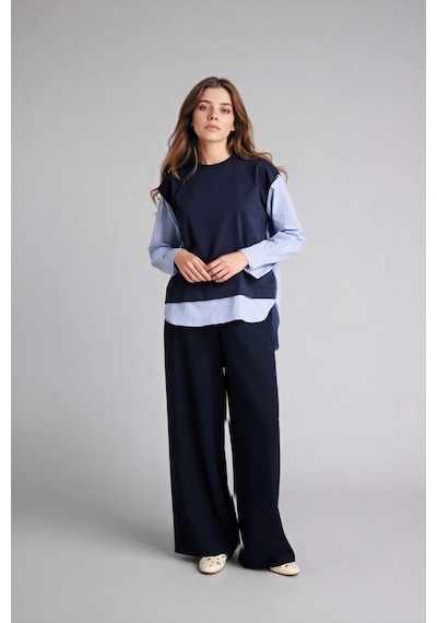 Defacto Regular Fıt Bisiklet Yaka Sweatshirt Kumaşı Sweatshirt Tunik G9278ax26spnv243 Lacivert-nv243