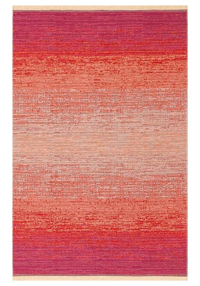 Kutnu Kılım Modern Ombre Renk Geçişli Yıkanabilir Çift Taraflı Kilim Pembe - Turuncu