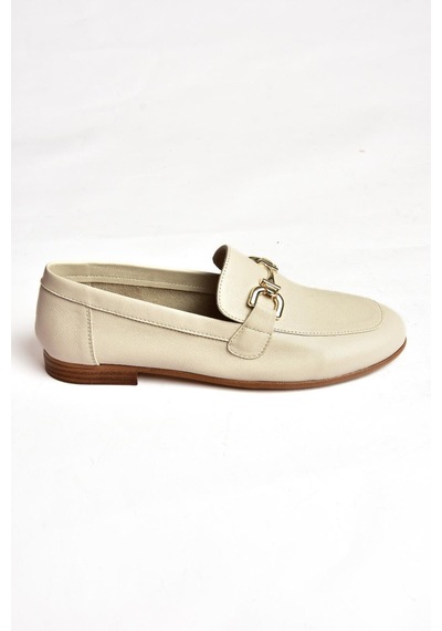Fox Shoes S944037903 Bej Hakiki Deri Kadın Babet Bej