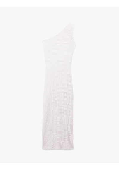 Koton Bürümcük Kumaş Kolsuz Drape Detaylı Tek Omuz Uzun Elbise Lila 6sak80029uk Lila