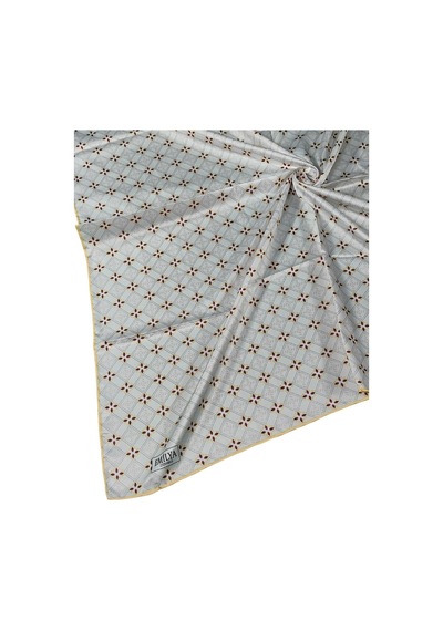 Mim Eşarp Emilya Rayon Desenli Eşarp 90x90 Cm Sarı - Beyaz