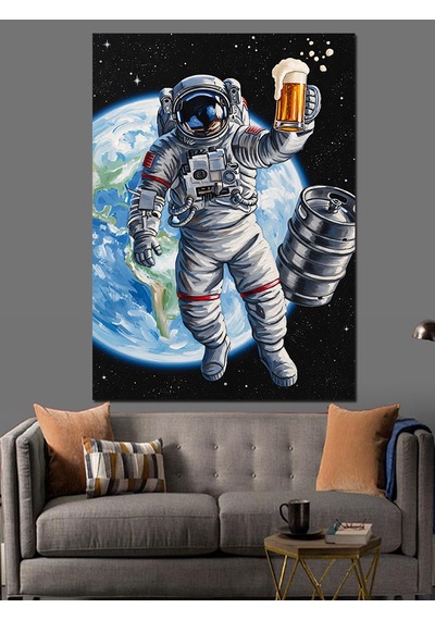 Ahşap Tablo Astronot Dünya Uzay Yürüyüşü
