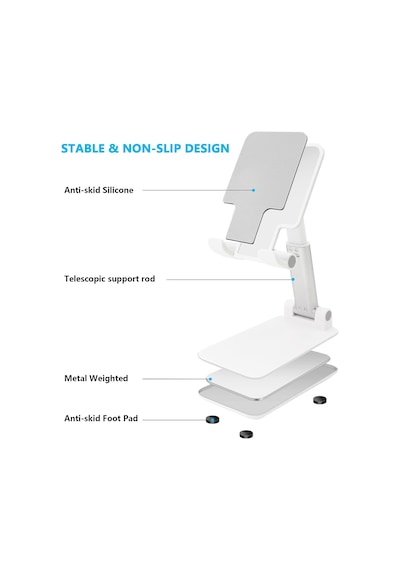 Cep Telefonu Standı, Katlanır Masaüstü Telefon Standı, Açı Yüksekliği Ayarlanabilir Cep Telefonu Tutacağı, Masa, Ofis, Tablet Standı Tüm İphone, İpad, Samsung, 4-10" Cep Telefonu Ve Tablet İle Uyumlu