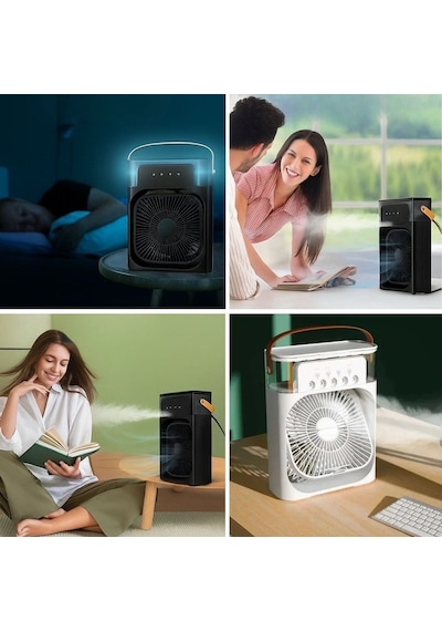 Taşınabilir 3 Farklı Mod Ayarlı 7 Farklı Led Işıklı Sulu Soğutmalı Taşınabilir Masaüstü Usb Fan Vantilatör 5570