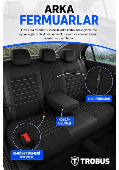 Volvo V40 2012-2019 Uyumlu Apex Serisi Siyah Beyaz Oto Koltuk Kılıfı