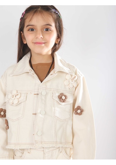 Xo Kidss Kız Çocuk 3lü Alt Üst Kombin Takmı 5-14 Yaş Set0473 Krem