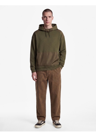 Koton Üç İplik Uzun Kollu Kanguru Cepli Kapşonlu Oversize Sweatshirt Haki 7wam70158mk