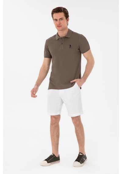 U.S. Polo Assn. Erkek Slim Fit Polo Yaka Vizon Basic Tişört 50298041-VR052