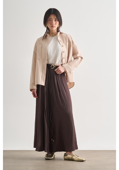 Mizalle Premium Saf Pamuk Oversize Bej Rengi Ceket Gömlek Bej