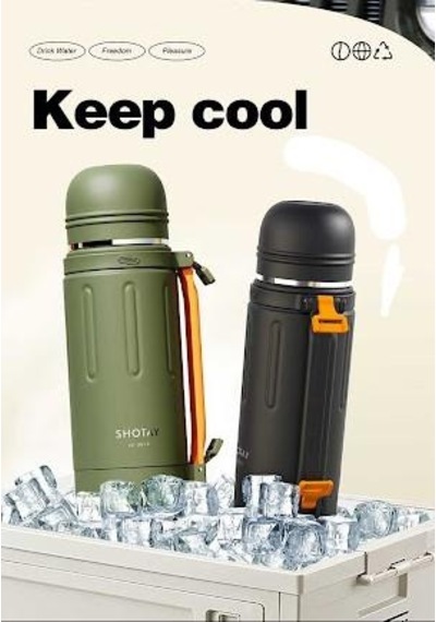 Shotay Durable Çelik Termos Matara 1500ml Yeşil Yeşil