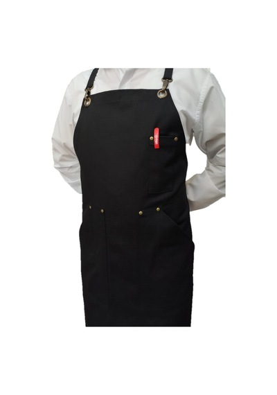 Barista Kanguru Cepli Siyah Askılı Önlük-Standart-Tek Parça