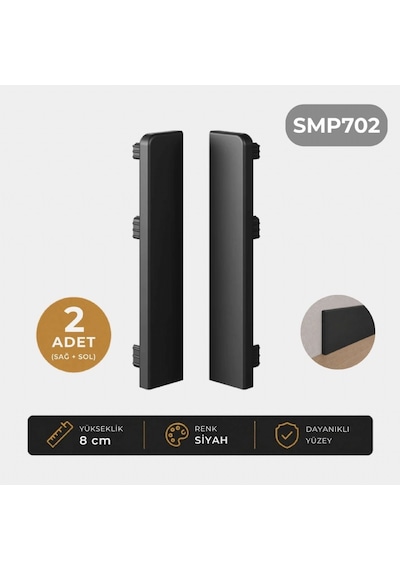 Sempla Pvc Süpürgelik Siyah - Smp702 Bitiş Kapağı Aksesuarı 1 Paket - 2 Adet
