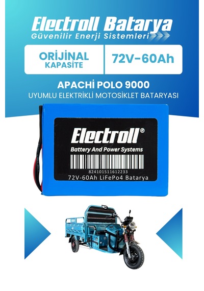 Apachi Polo 9000 Uyumlu Batarya Orijinal Kapasite Lifepo4 72v 60ah Elektrikli Motosiklet Bataryası