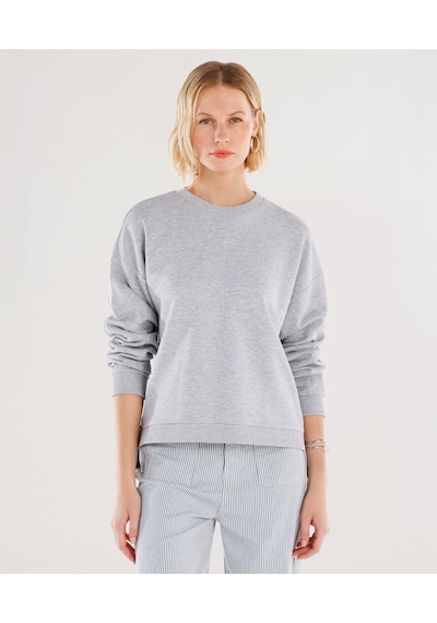 Yargıcı Dikiş Ve Yırtmaç Detaylı Bisiklet Yaka Sweatshirt 25yksw9003x 022 Gri