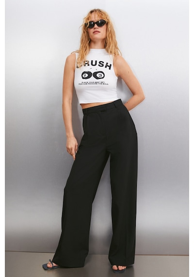 Grımelange Azura Kadın Baskılı Kısa Kollu Crop Beyaz T-shirt