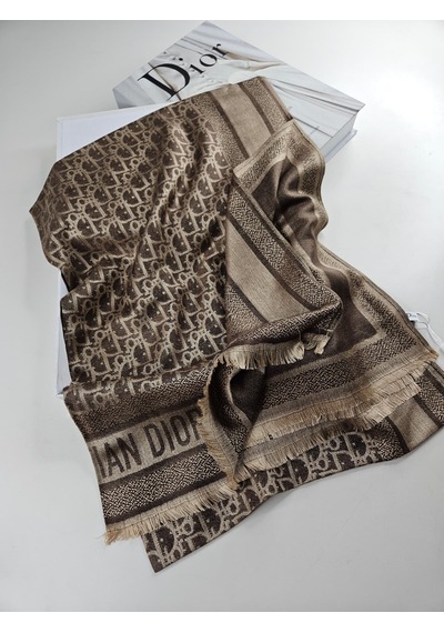 Cd Desen Kaşmir İpek Şal Silk Scarfs Hijab İthal Ürün Kahverengi