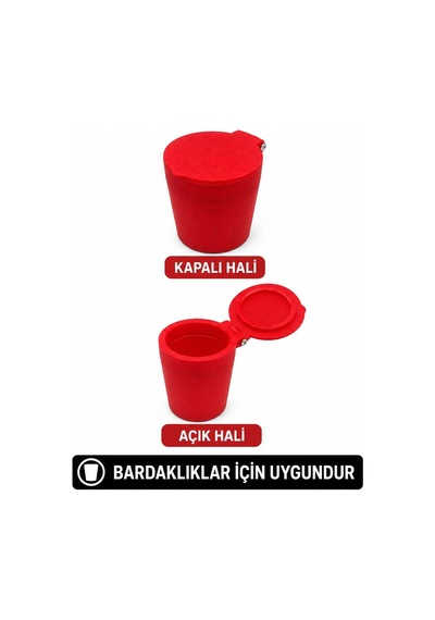 Oto Küllük Kırmızı , Bardaklıkta Kullanılan Küllük , Koku Önleyici Kapaklı Araba Küllüğü