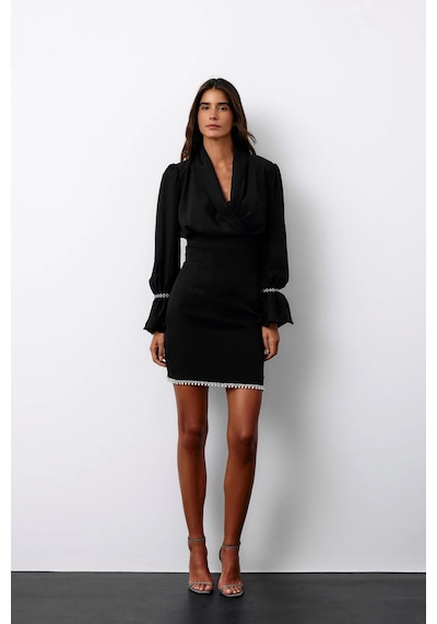 Sateen Aksesuar Detaylı Bluz - Siyah Siyah