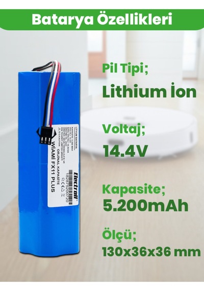 Wiami Fx11 Plus Batarya 5.200mah Pil Robot Süpürge Batarya