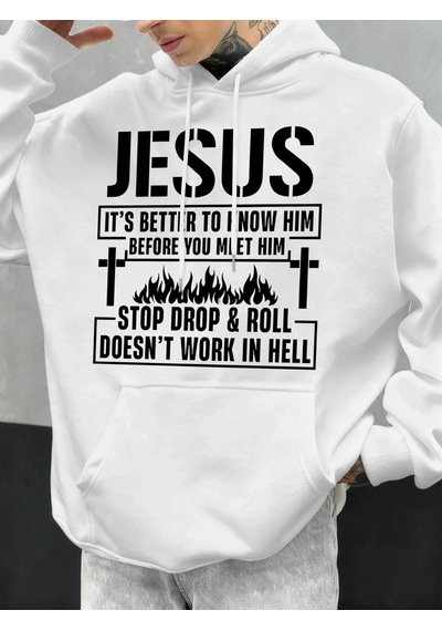 Startmore Tarzsokak İsa'yı Anlamalısınız Baskılı Erkek Kapüşonlu Üstleri Hip Hop Hoody Günlük Polar Yumuşak Spor Beyaz