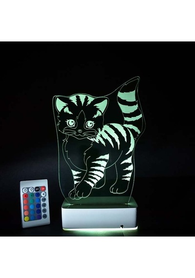 Özel Tasarım Sevimli Kedi 3D Led Lamba