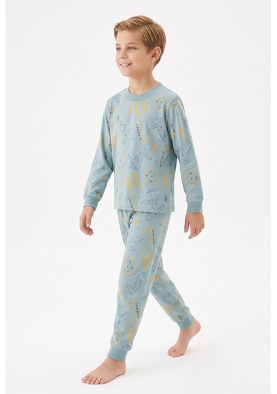 Bunny Hopp %100 Pamuk Süprem Erkek Çocuk Pijama Takımı Mavi Sevimli Hayvanlar Desenli Penye Set Bunny Hopp %100 Pamuk Süprem Erkek Çocuk Pijama Takımı Mavi Sevimli Hayvanlar Desenli Penye Set