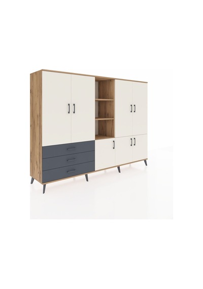 Hyperion Dolap 11 Raflı 3 Çekmeceli 7 Kapaklı 220x44x163 Çam-ayta Çam-aytaşı/antrasit