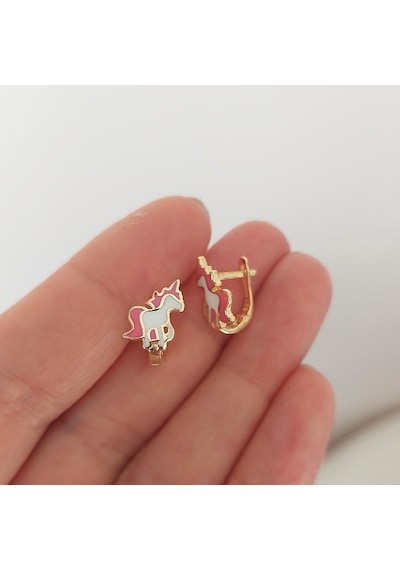 Vaoov 925 Ayar Gümüş Unicorn Çocuk Küpe N11.40079