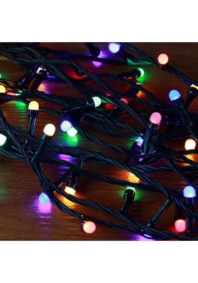 Dekor Düğün Işıkları 50 M Renkli Led Işık 220 V Fişli Siyah Kablolu Işık Çok Renkli
