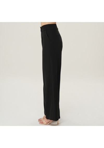 Deryam Tekstil Geniş Paça Kadın Pantolon Siyah